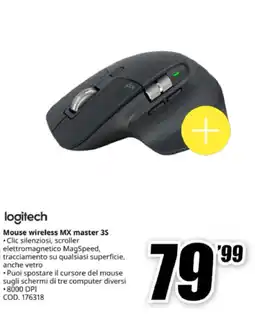 MediaWorld logitech Mouse wireless MX master 35 offerta