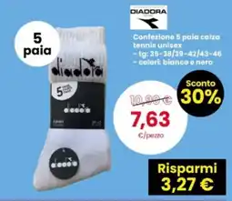 Interspar DIADORA Confezione 5 paia calza tennis unisex offerta