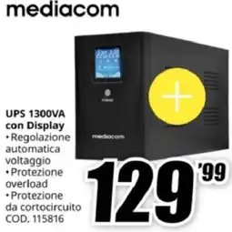 MediaWorld mediacom UPS 1300VA con Display offerta