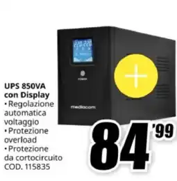 MediaWorld mediacom UPS 850VA con Display offerta