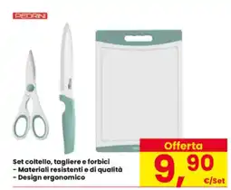 Interspar PEDRINI Set coltello, tagliere e forbici offerta