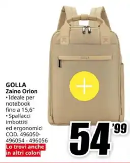 MediaWorld GOLLA Zaino Orion offerta