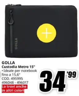 MediaWorld GOLLA Custodia Metro 15" offerta