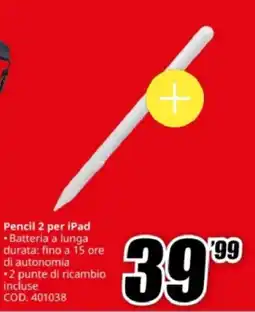 MediaWorld TUCANO Pencil 2 per iPad offerta