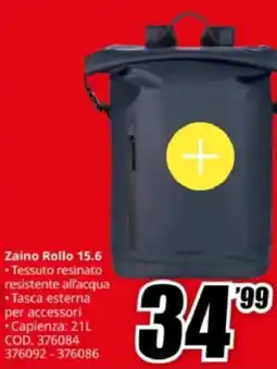MediaWorld TUCANO Zaino Rollo 15.6 offerta
