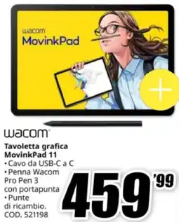 MediaWorld wacom Tavoletta grafica MovinkPad 11 offerta
