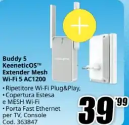 MediaWorld Buddy 5 KeeneticOS Extender Mesh Wi-Fi 5 AC1200 offerta