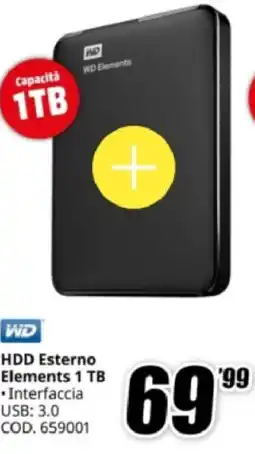 MediaWorld WD HDD Esterno Elements 1 TB offerta