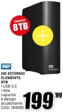MediaWorld WD HD esterno elements 8TB offerta