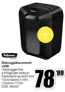 MediaWorld Fellowes Distruggidocumenti LX50 offerta