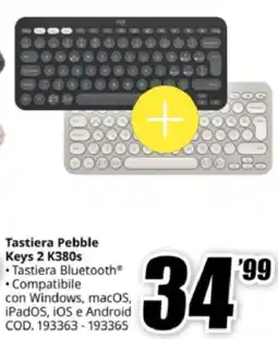 MediaWorld Logitech Tastiera Pebble Keys 2 K380s offerta