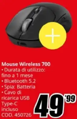 MediaWorld hp Mouse Wireless 700 offerta