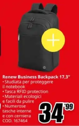 MediaWorld hp Renew Business Backpack 17,3" offerta