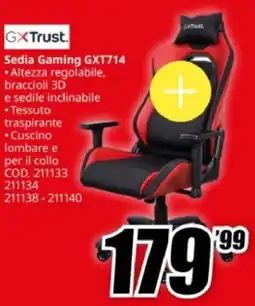 MediaWorld GXTrust. Sedia Gaming GXT714 offerta