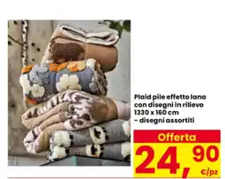 Interspar Plaid pile effetto lana con disegni in rilievo 1330 x 160 cm offerta