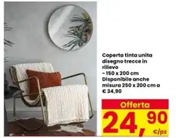 Interspar Coperta tinta unita disegno trecce in rilievo offerta