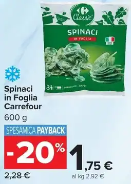 Carrefour Market Spinaci in Foglia Carrefour offerta