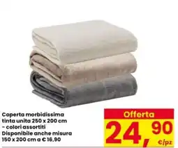 Interspar Coperta morbidissima tinta unita 250 x 200 cm offerta