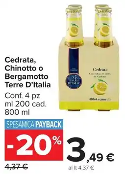 Carrefour Market Cedrata, Chinotto o Bergamotto Terre D'Italia offerta