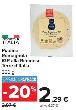 Carrefour Market Piadina Romagnola IGP alla Riminese Terre d'Italia offerta