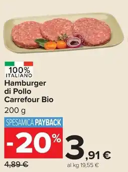 Carrefour Market Hamburger di Pollo Carrefour Bio offerta