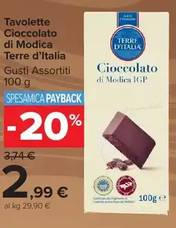 Carrefour Market Tavolette Cioccolato di Modica Terre d'Italia offerta