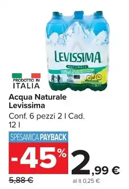 Carrefour Market Acqua Naturale Levissima offerta