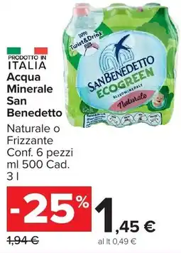 Carrefour Market Acqua Minerale San Benedetto offerta