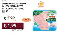 Prezzemolo e Vitale Citterio taglio fresco in leggerezza petto di tacchino al forno offerta