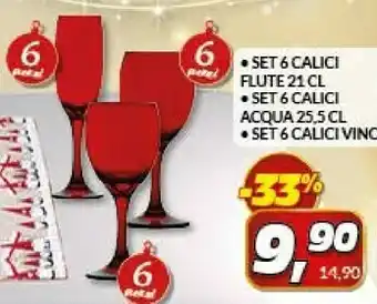 Risparmio Casa - set 6 calici flute 21 cl - set 6 calici acqua 25,5 cl - set 6 calici vino offerta
