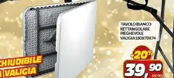 Risparmio Casa Tavolo bianco rettangolare pieghevole valigia 180x70 x74 offerta