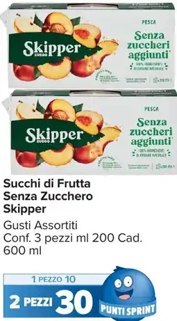 Carrefour Market Succhi di Frutta Senza Zucchero SKIPPER conf. 3 pezzi cad. offerta