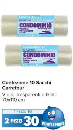 Carrefour Market Confezione 10 Sacchi CARREFOUR Viola, Trasparenti o Gialli offerta
