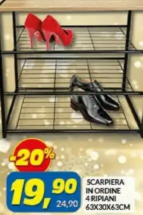 Risparmio Casa Scarpiera in ordine 4 ripiani 63x30x63 cm offerta