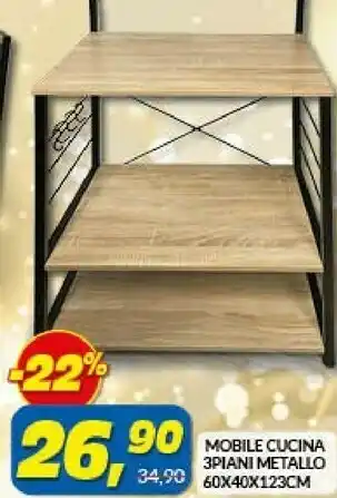 Risparmio Casa Mobile cucina 3 piani metallo 34,90 60x40x123 cm offerta