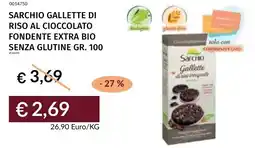 Prezzemolo e Vitale Sarchio gallette di riso al cioccolato fondente extra bio senza glutine offerta