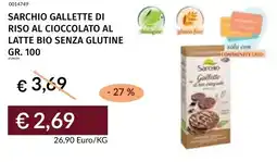 Prezzemolo e Vitale Sarchio gallette di riso al cioccolato al latte bio senza glutine offerta