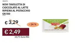 Prezzemolo e Vitale Novi tavoletta di cioccolato al latte ripiena al pistacchio offerta