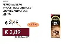 Prezzemolo e Vitale Perugina nero tavoletta le cremose cookies and cream offerta