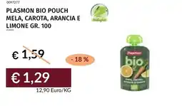 Prezzemolo e Vitale Plasmon bio pouch mela, carota, arancia e limone offerta