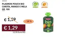 Prezzemolo e Vitale Plasmon pouch bio carota, mango e mela offerta