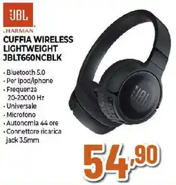 Ipercoop JBL CUFFIA WIRELESS LIGHTWEIGHT JBLT660NCBLK offerta