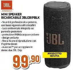 Ipercoop JBL MINI SPEAKER RICARICABILE JBLGRIPBLK offerta
