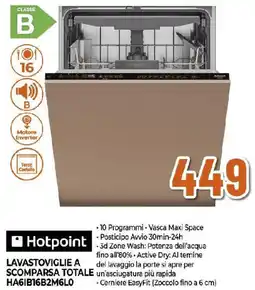 Ipercoop Hotpoint LAVASTOVIGLIE A SCOMPARSA TOTALE HA61B16B2M6L0 offerta