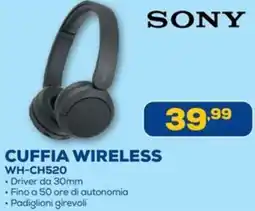 Euronics SONY CUFFIA WIRELESS WH-CH520 offerta
