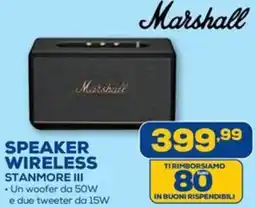 Euronics Marshall SPEAKER WIRELESS STANMORE III offerta