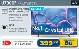 Euronics SAMSUNG U7000F 4K Smart TV offerta