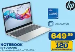 Euronics hp NOTEBOOK 15-FD0090NL offerta