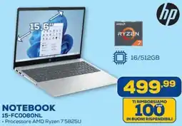 Euronics hp NOTEBOOK 15-FC0080NL offerta