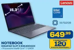 Euronics Lenovo NOTEBOOK IDEAPAD SLIM 3 83K4001QIX offerta